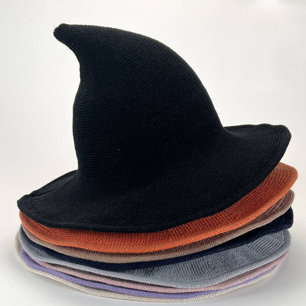 Halloween Pointed Witch Hat, Knit & Foldable_CWAH0617: BLACK / (OS) 2