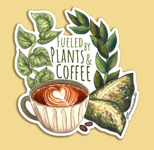 Plants and Coffee Sticker: 3 inch