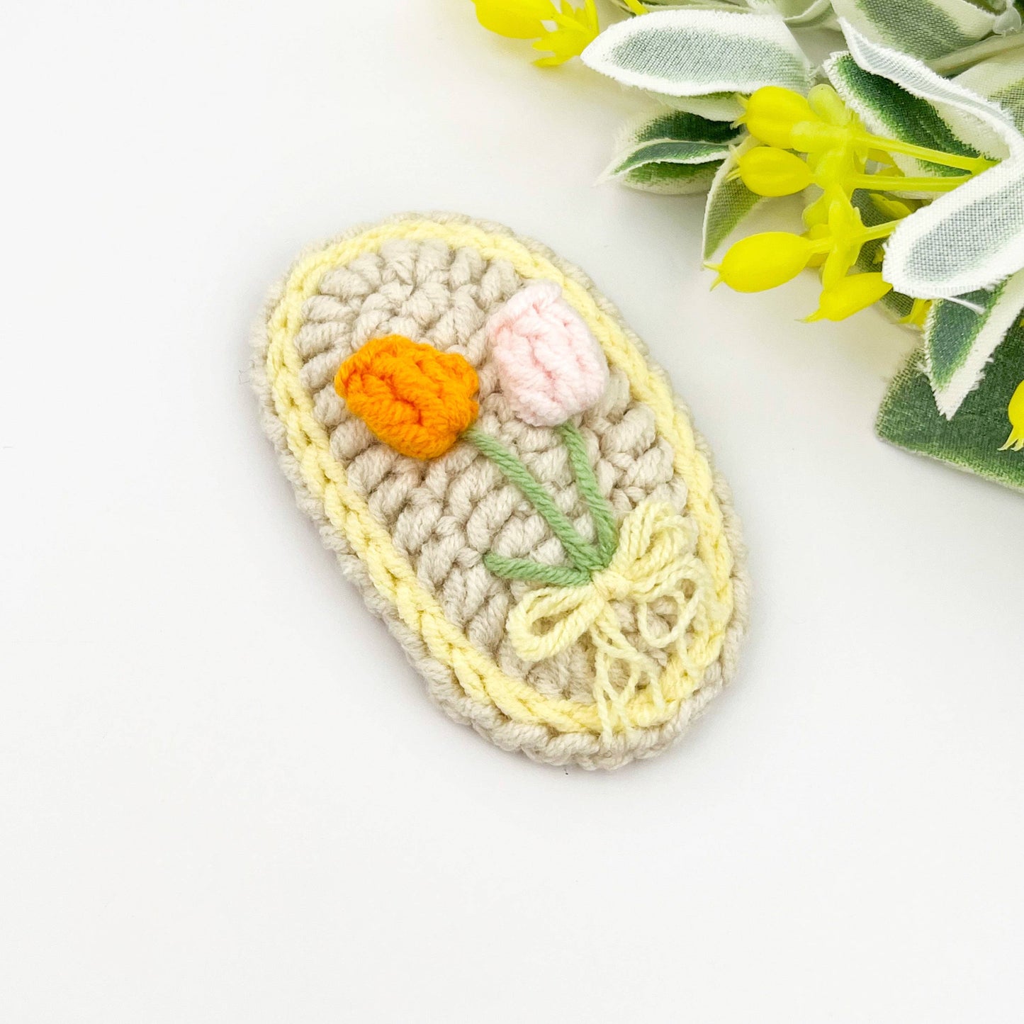 Handmade Crochet Flower Hair Clips, Soft Yarn Floral Barrett