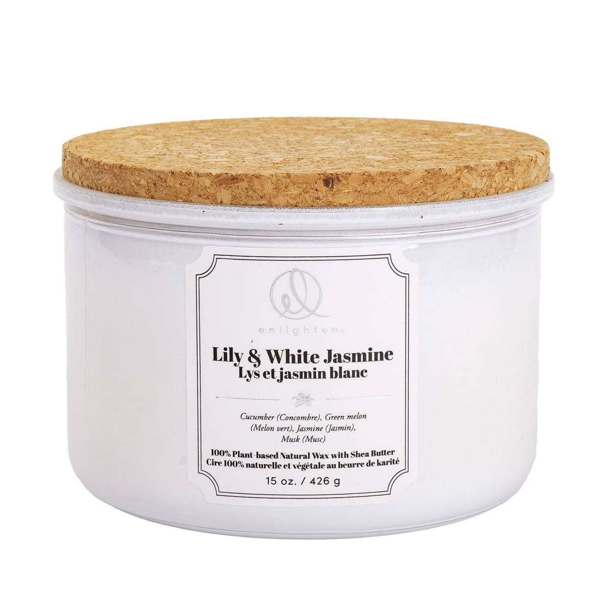 Truu Design Enlighten Candle with Wood Lid: Lily + White Jasmine / 8 oz.