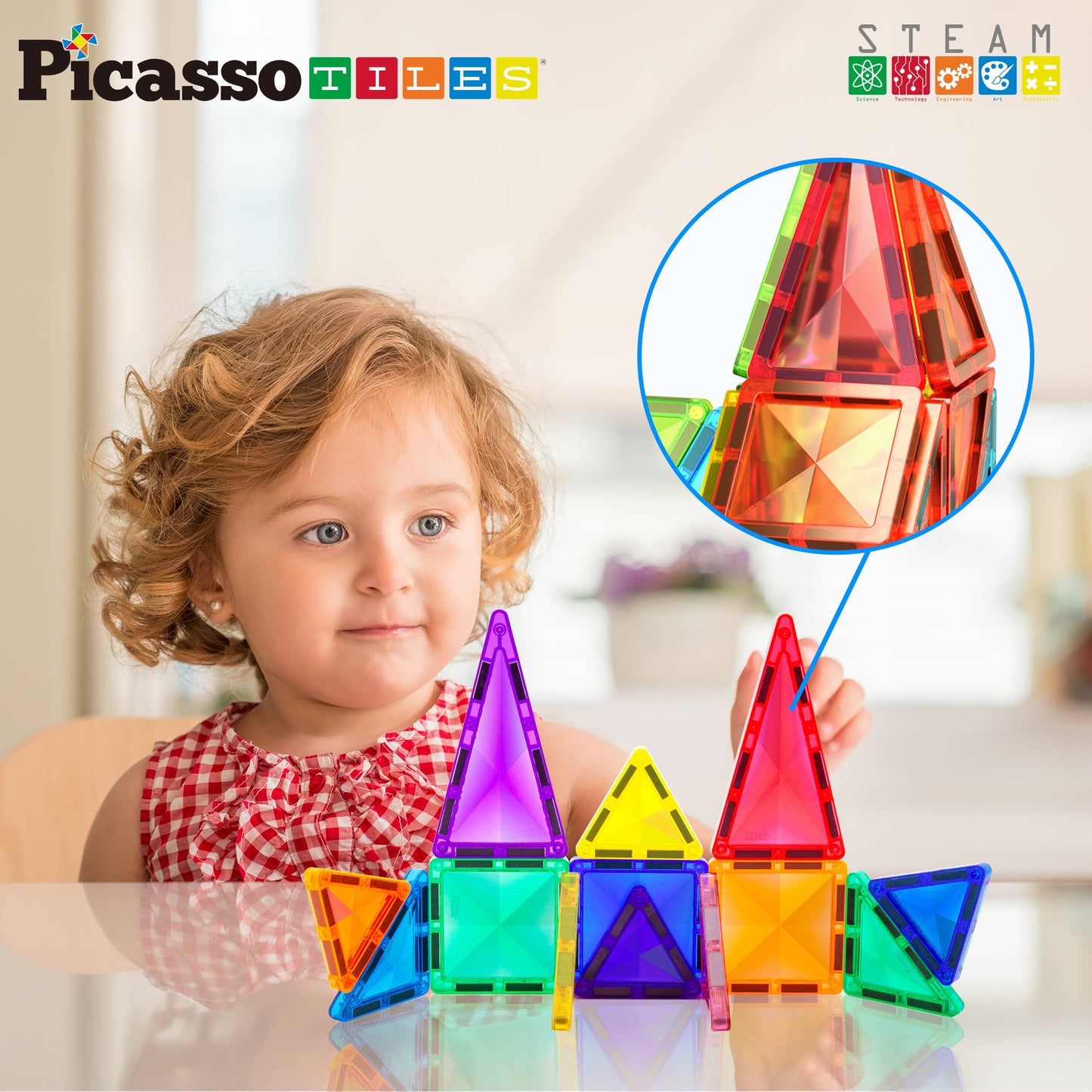 PicassoTiles 13pc Travel Size Magnetic Tile Building Set