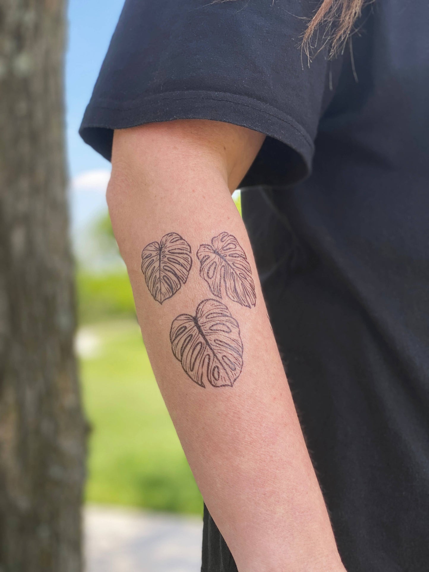 Monstera Leaves Temporary Tattoo: 1-Pack