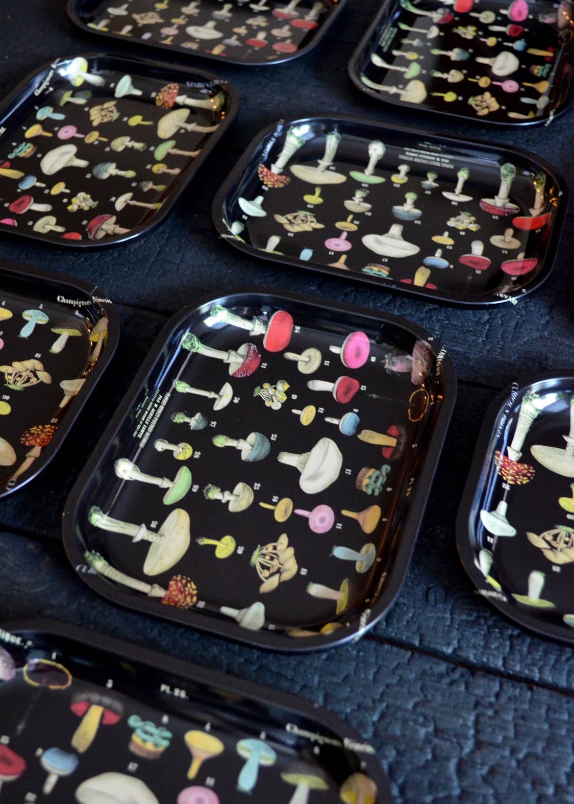 Small Metal Black Mushroom Ritual Tray / Rolling Tray