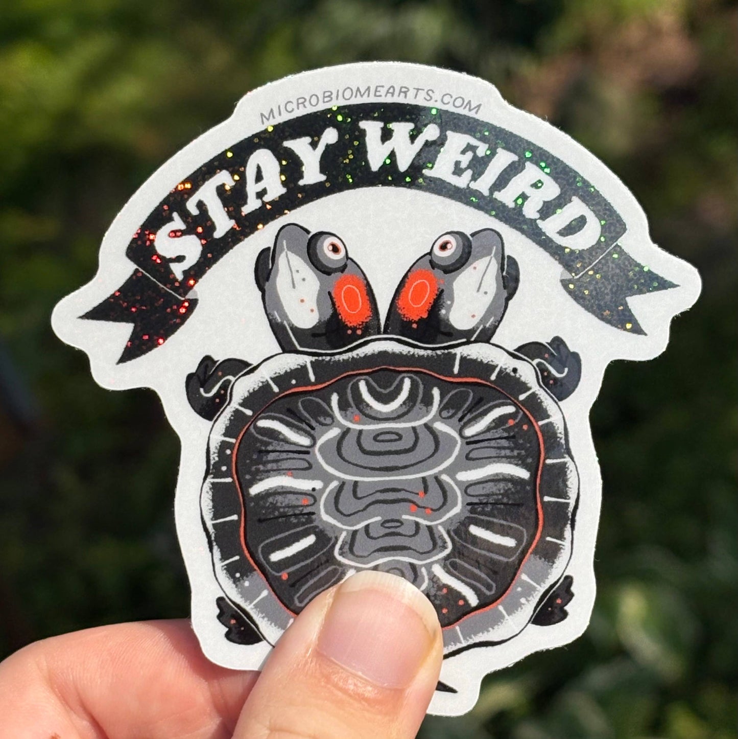Stay Weird 3” Two Headed Turtle Holographic Sticker