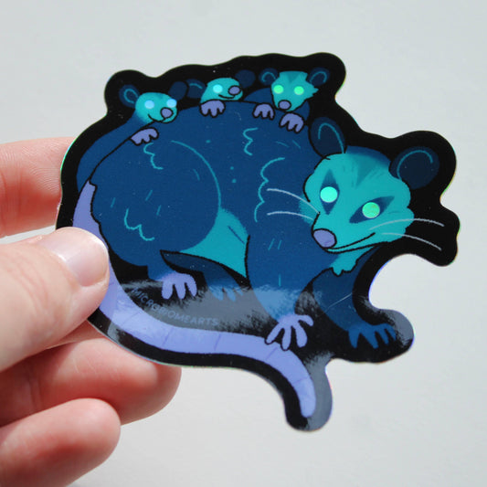 Glowing Eye Opossums Holo 3.5” Sticker