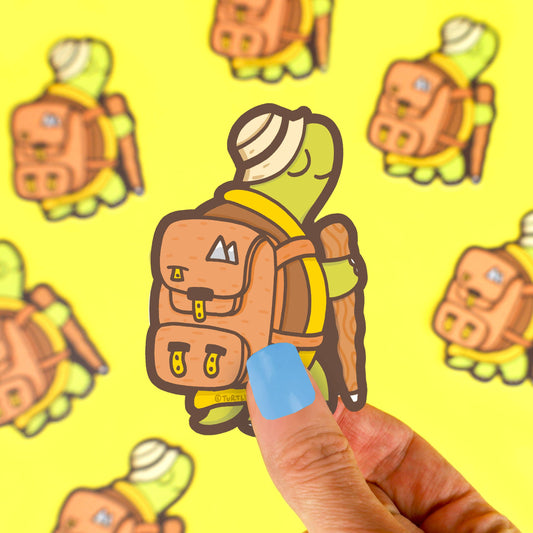 Hiking Tortoise Tour Guide Outdoorsy Vinyl Sticker