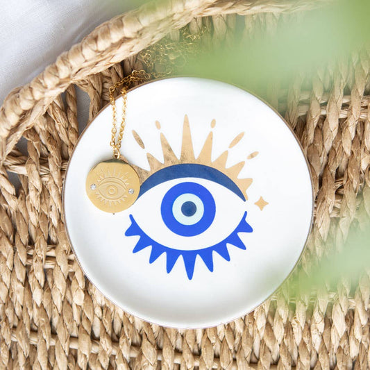 All Seeing Eye Necklace and Trinket Dish Gift Set