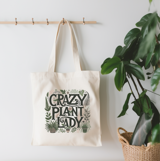 Crazy Plant Lady Small Canvas Tote Bag