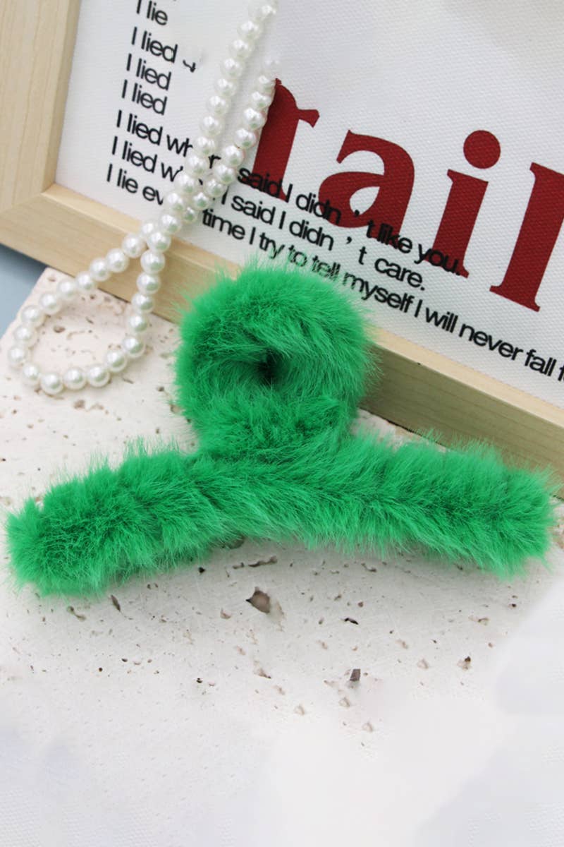 MULTICOLOR FAUX FUR HAIR CLAW CLIP TWIST