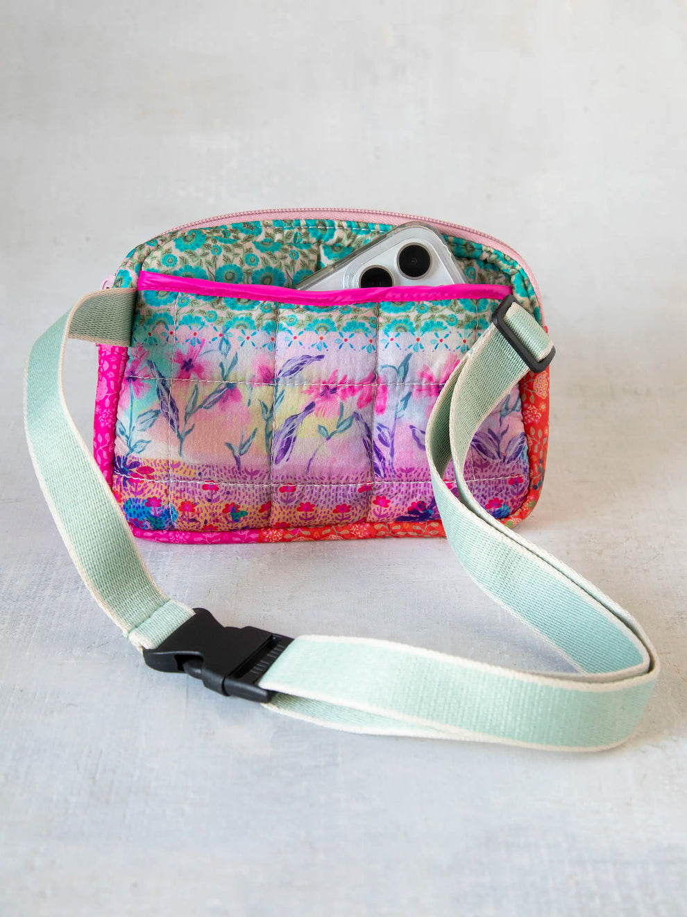 Everyday Puffy Fanny Pack- Pink Watercolor Patchwork