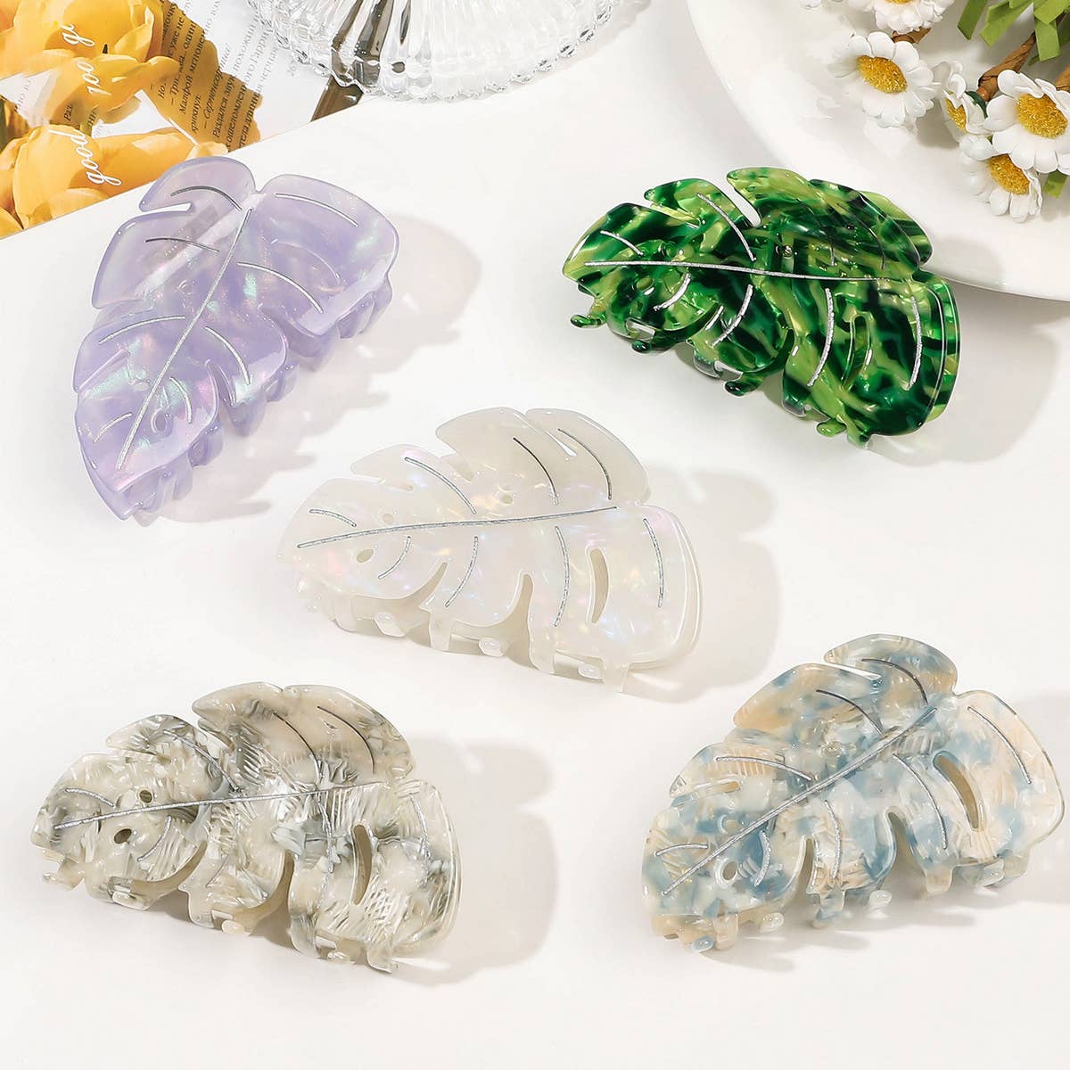 Acetate Leaf Hair Claw - Elegant Shark Clip_CWAHA1646: Purple / (OS) 3