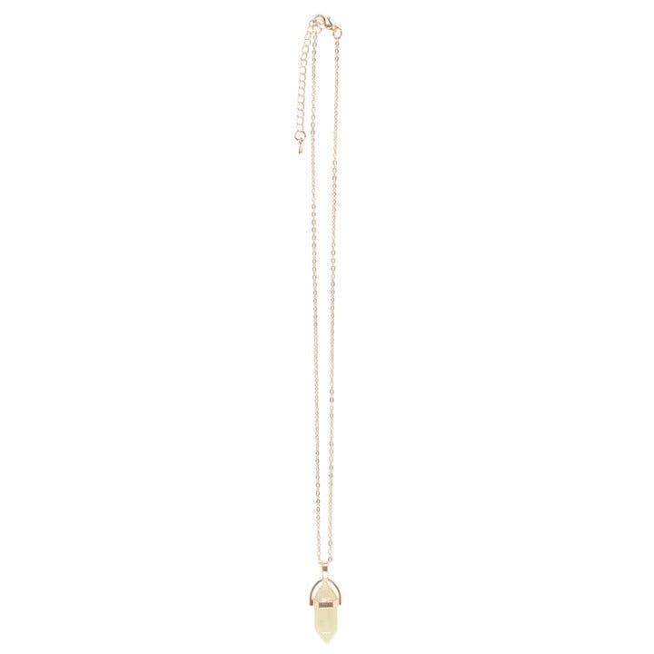 Lemon Quartz Crystal Pendant Necklace
