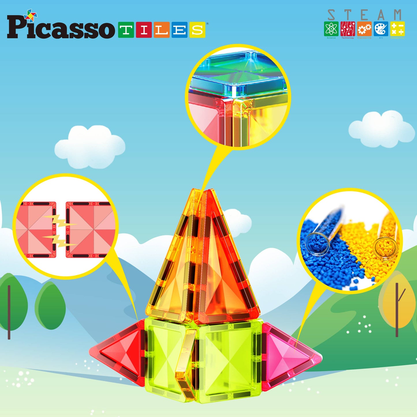 PicassoTiles 13pc Travel Size Magnetic Tile Building Set