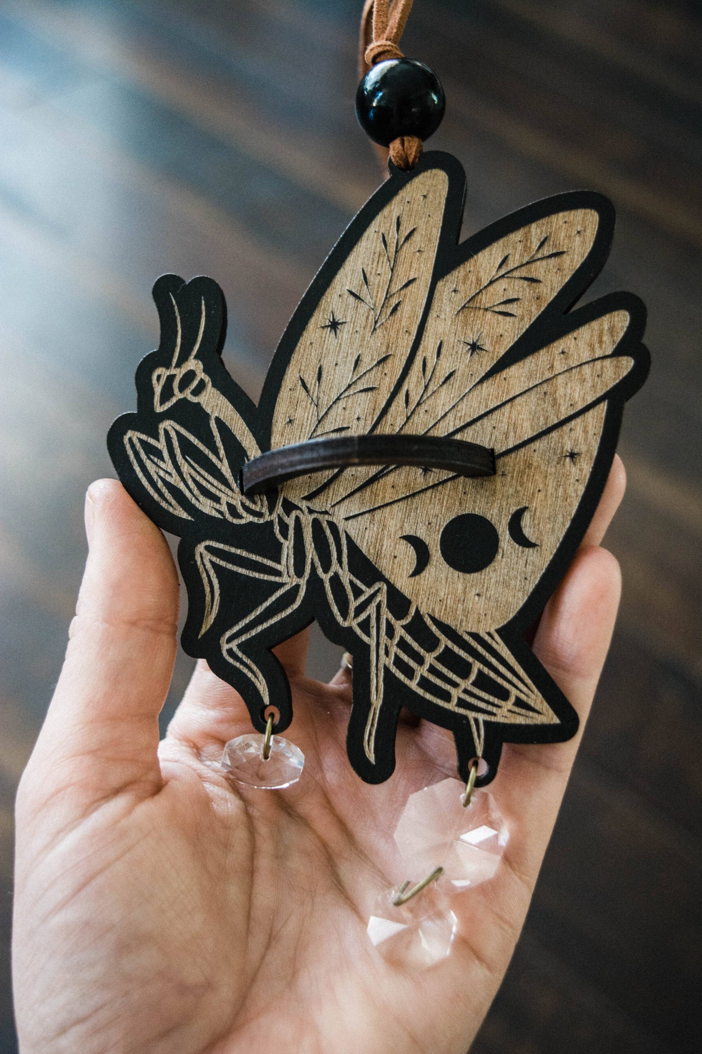 Praying Mantis Airplant Holder Hanging Mini Suncatcher : Without Airplant / Stained Black