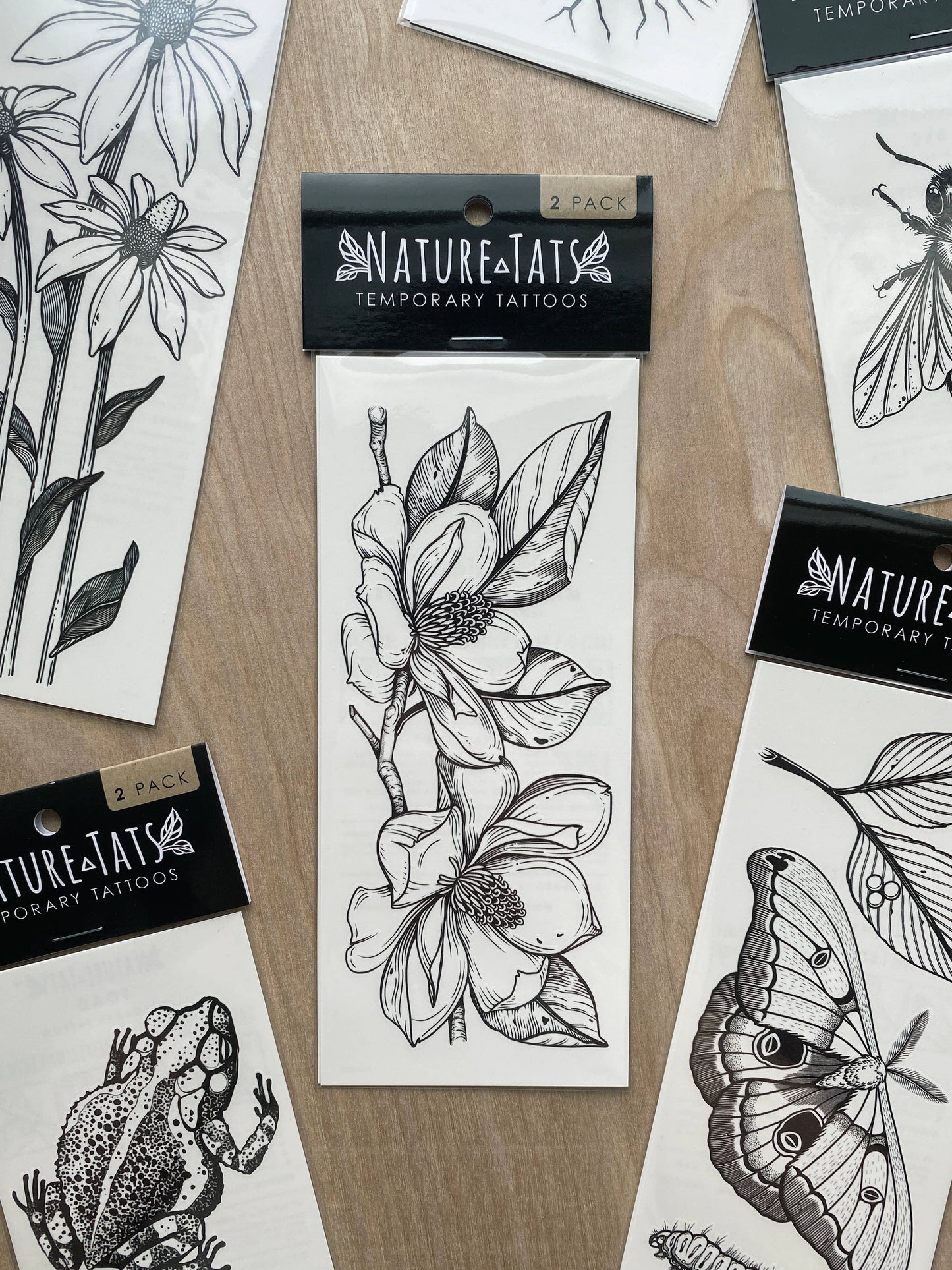 Magnolia Flower Temporary Tattoo: 1-Pack