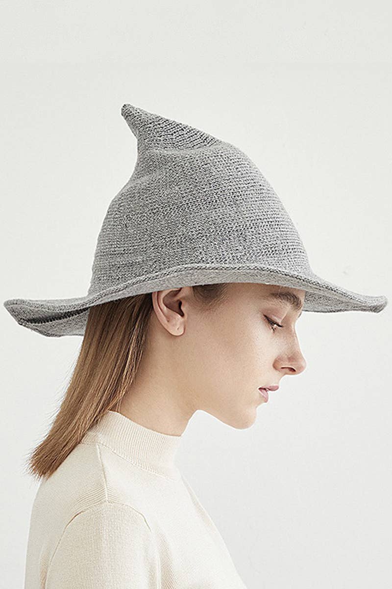 Halloween Pointed Witch Hat, Knit & Foldable_CWAH0617: BLACK / (OS) 2