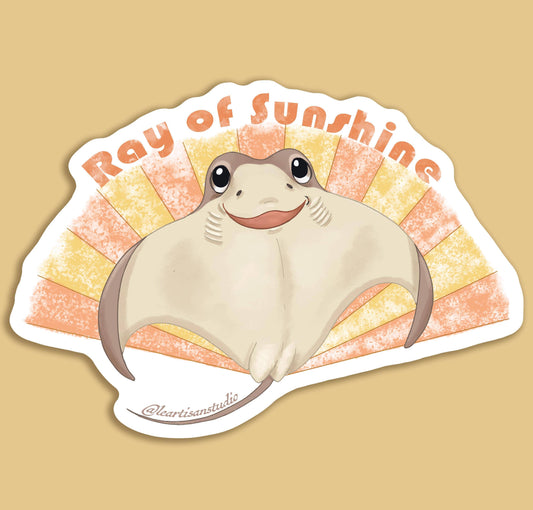 Ray of Sunshine Stingray Sticker: 2 inch