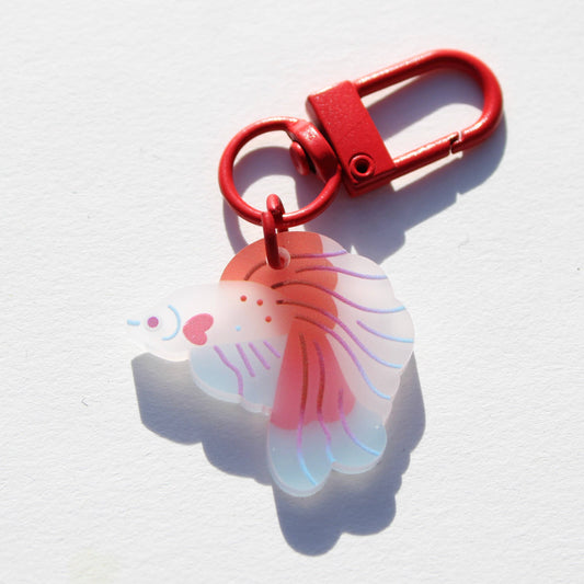 Betta Fish Frosted Acrylic Charm