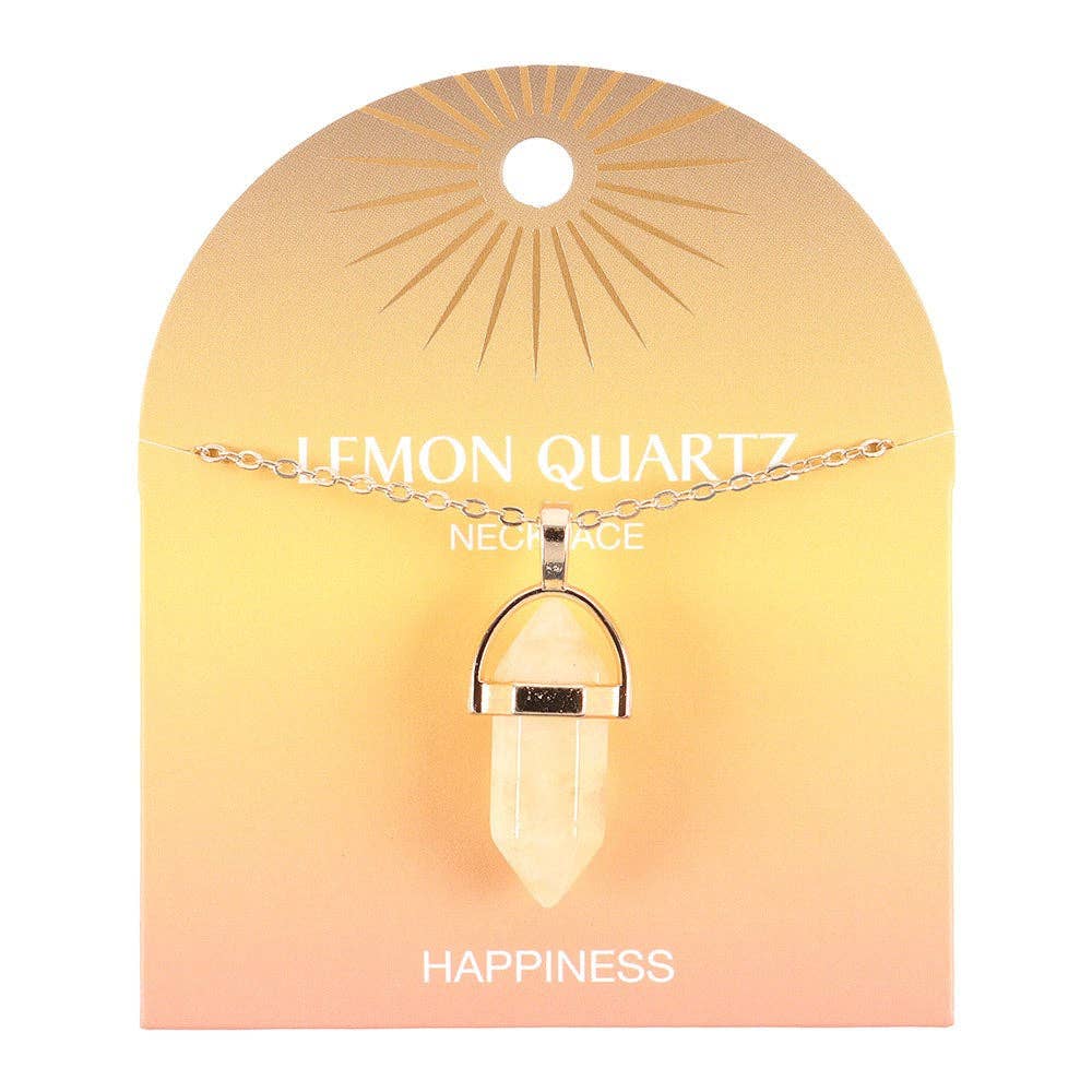 Lemon Quartz Crystal Pendant Necklace