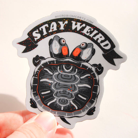 Stay Weird 3” Two Headed Turtle Holographic Sticker