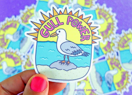Seagull Gull Power, Girl Power, Funny Ocean Vinyl Sticker
