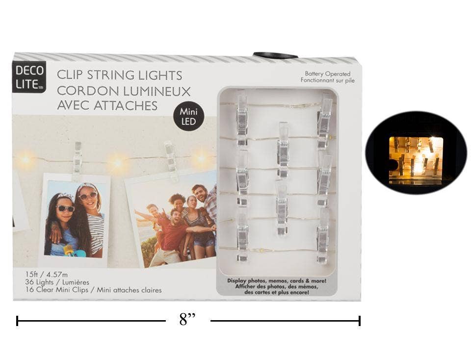 Truu Design Deco Lite Collection LED Clip String Lights: Warm White / 33ft