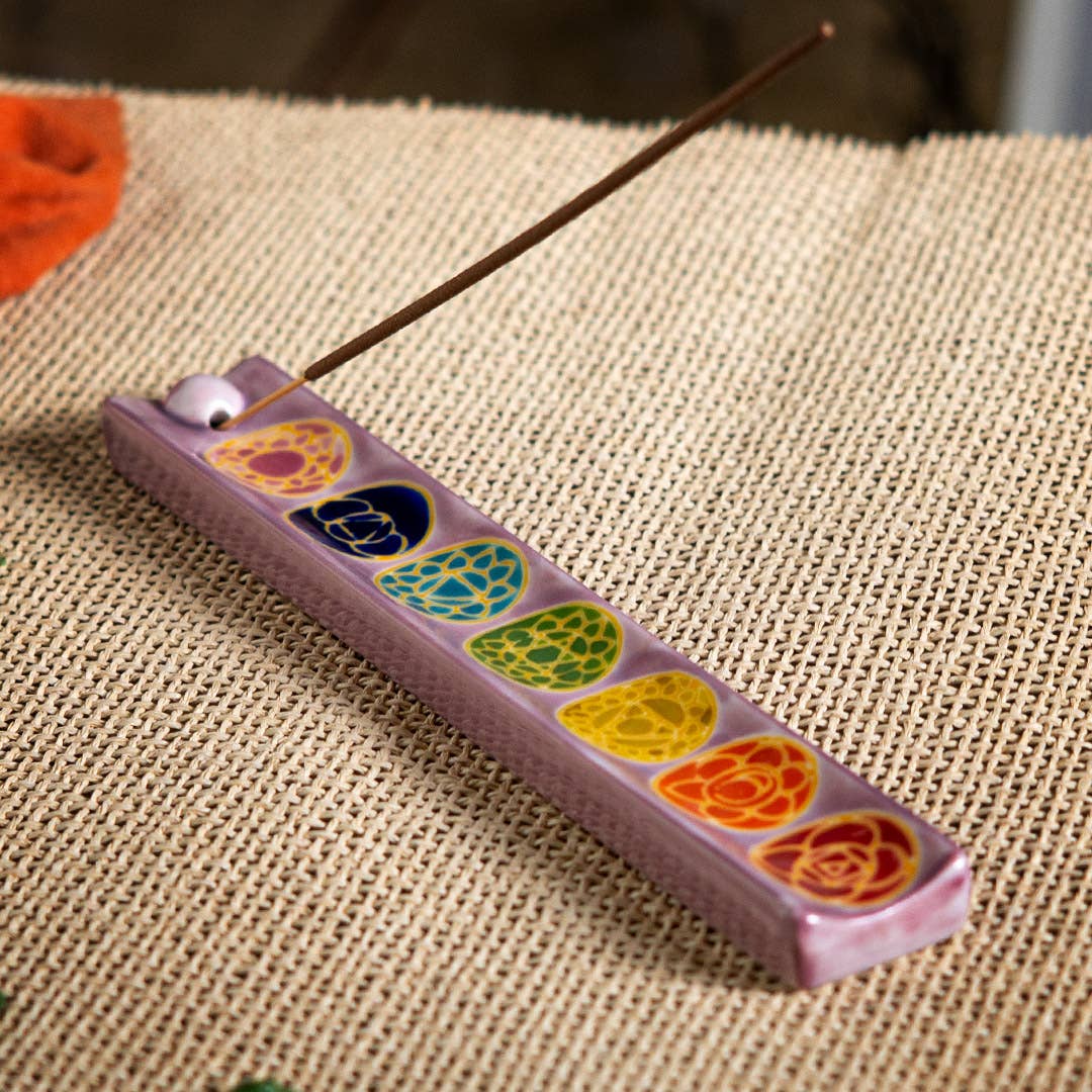 Seven Chakra Ceramic Incense Burner