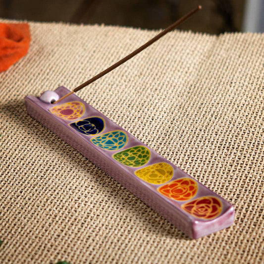 Seven Chakra Ceramic Incense Burner