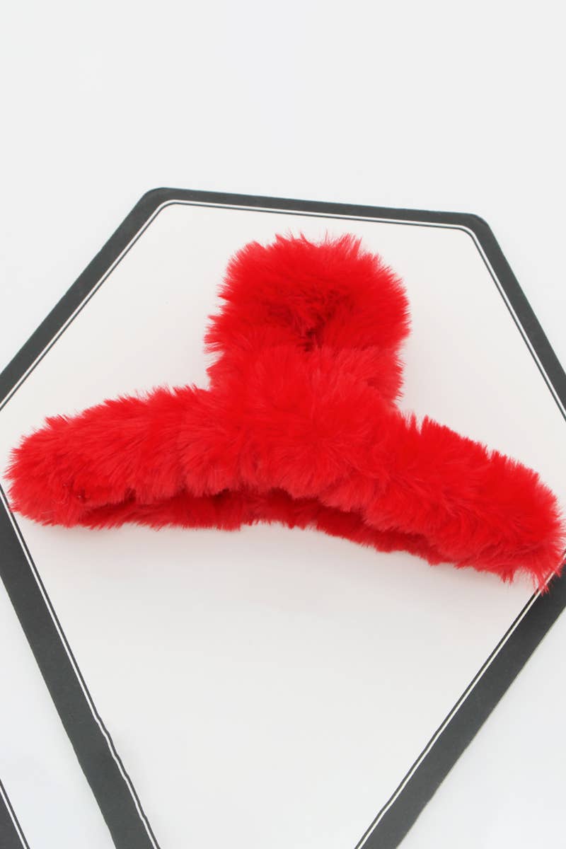 MULTICOLOR FAUX FUR HAIR CLAW CLIP TWIST