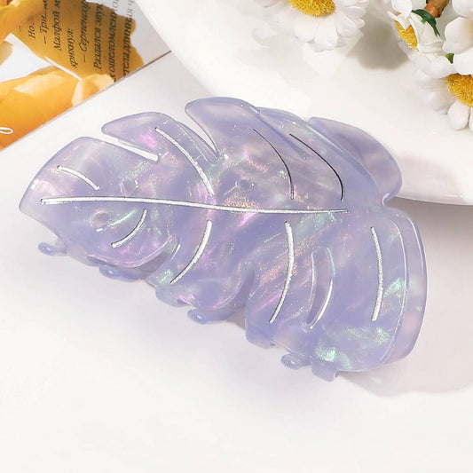 Acetate Leaf Hair Claw - Elegant Shark Clip_CWAHA1646: Purple / (OS) 3