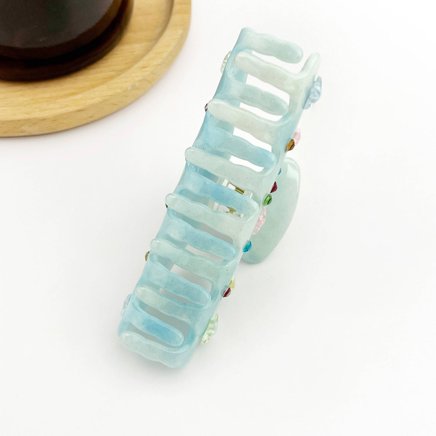 Rhinestone Star & Crescent Acetate Claw Clip, Elegant Geomet