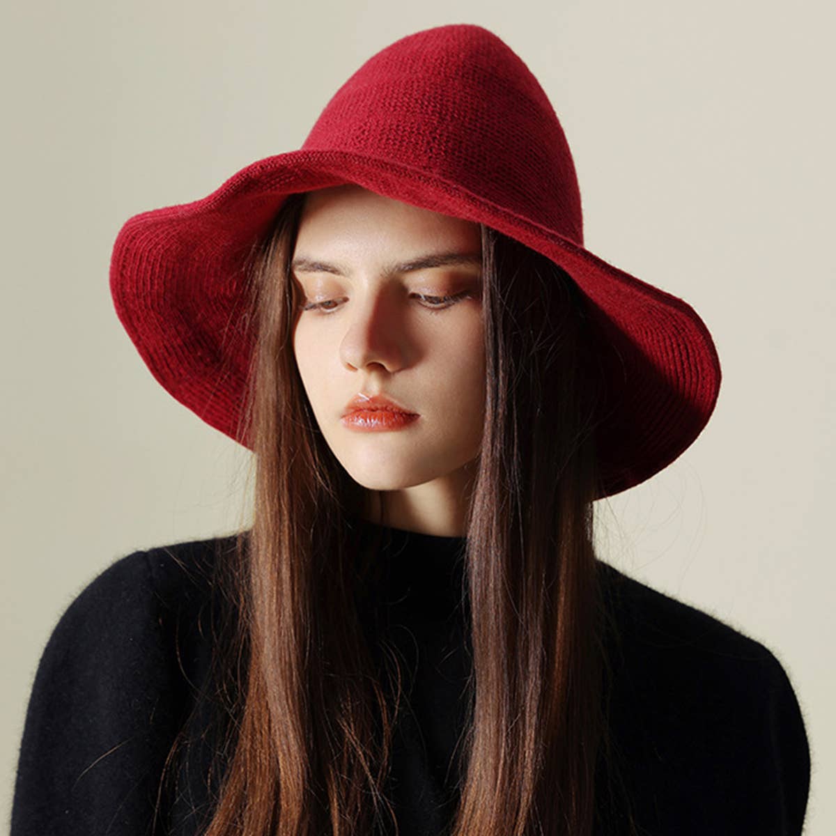 Halloween Pointed Witch Hat, Knit & Foldable_CWAH0617: BLACK / (OS) 2
