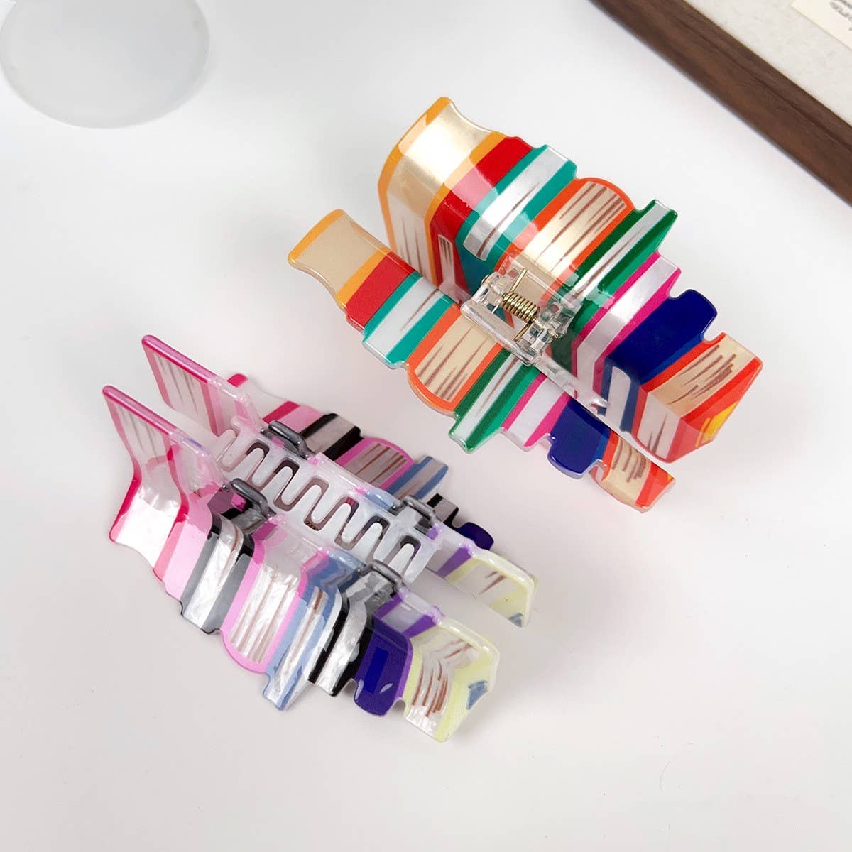 Book Style Acrylic Hair Claw Clip, Colorblock_CWAHA2069