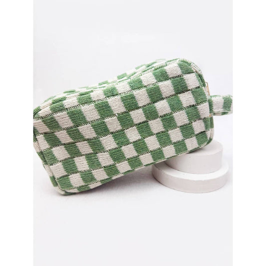 Famous Checker Cosmetic Bag with handle: MINT GREEN