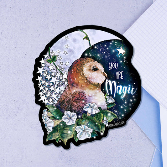 Moon Magic Barn Owl Animal Sticker: 2 inch