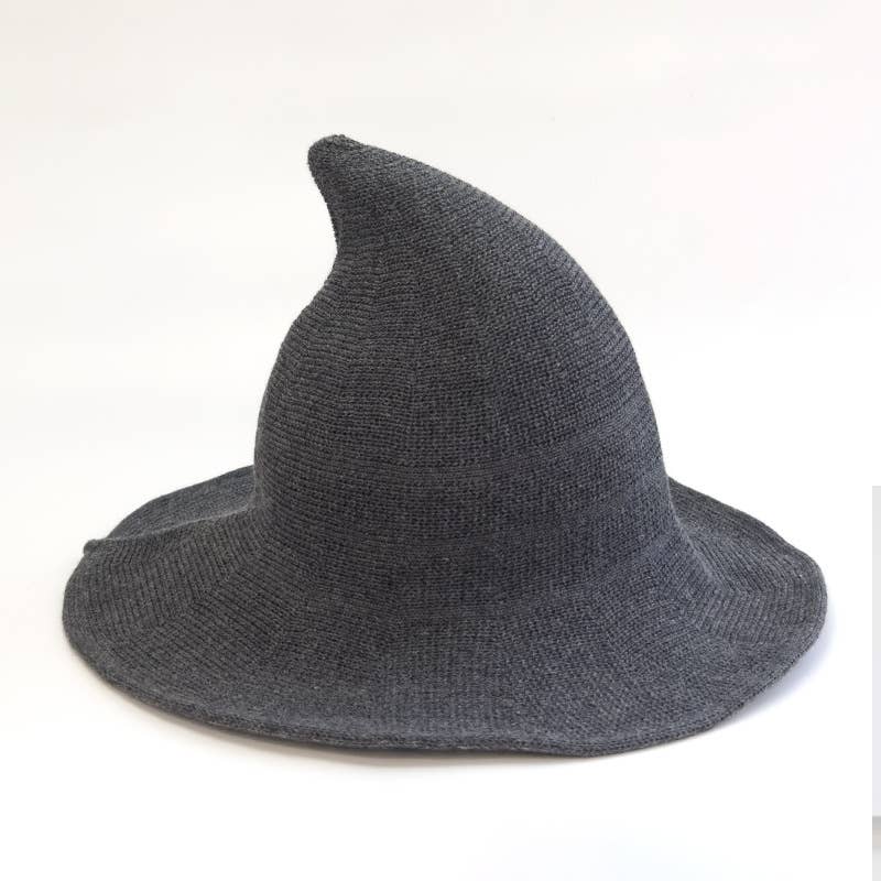 Halloween Pointed Witch Hat, Knit & Foldable_CWAH0617: BLACK / (OS) 2