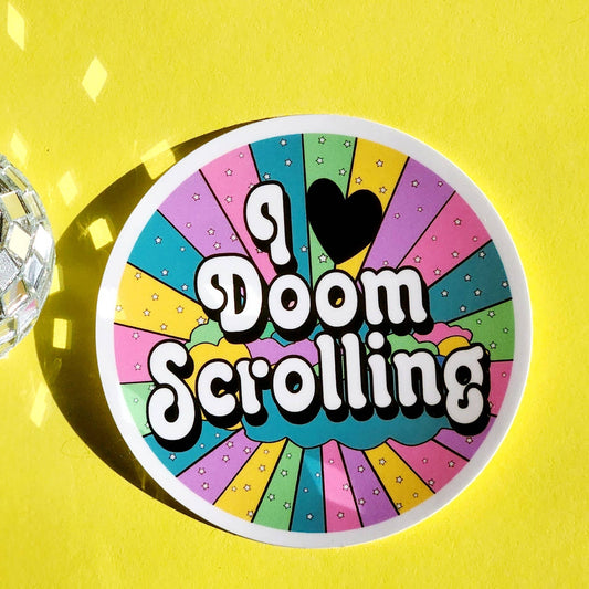 I love doomscrolling sticker: White