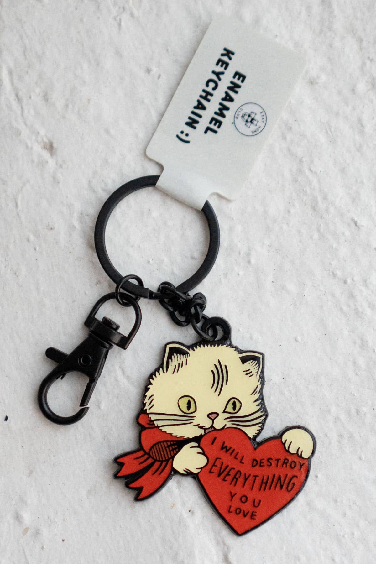Destroy Cat Keychain | Enamel Keychain with Bag Clip