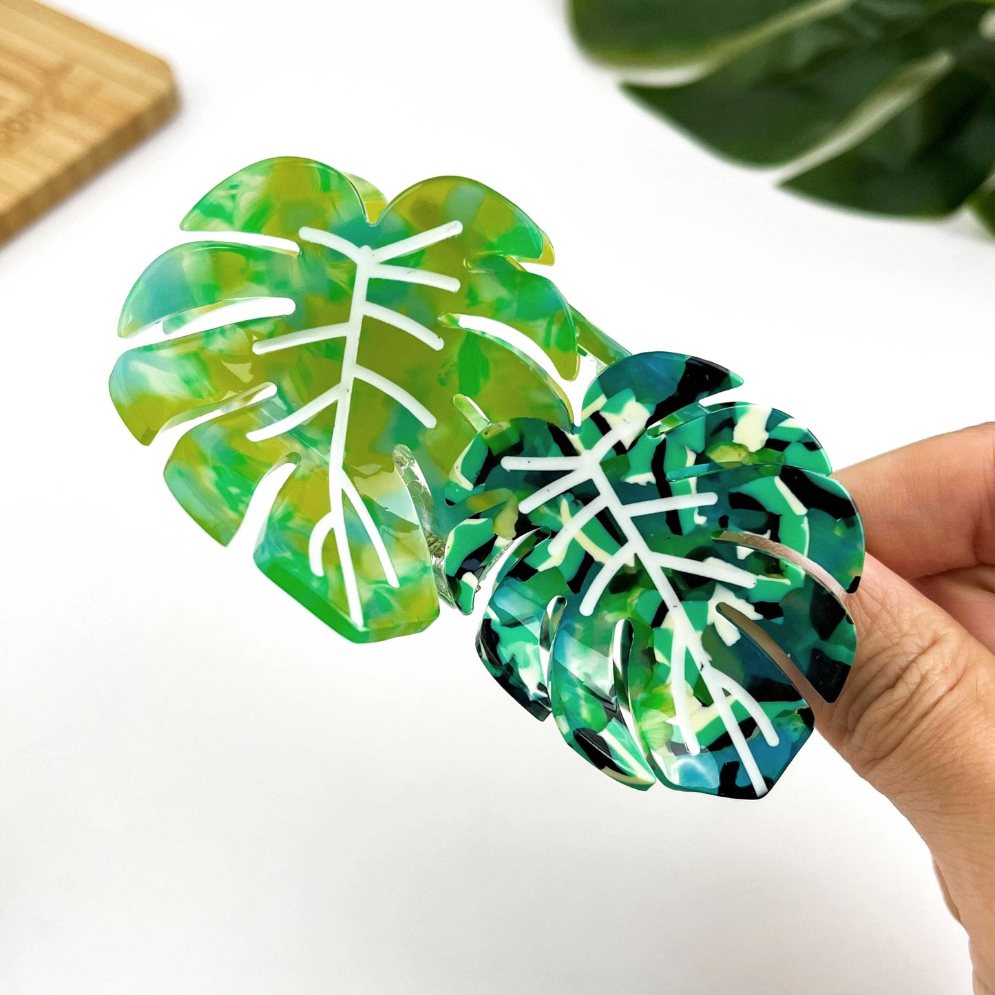 Red Palm Leaf & Monstera Acetate Hair Claw Clip
