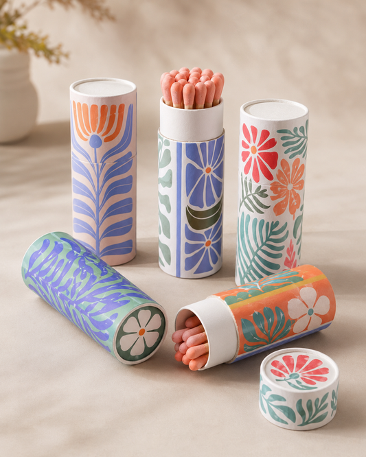 Scandi Floral Small Tube Matchbox - ANN484