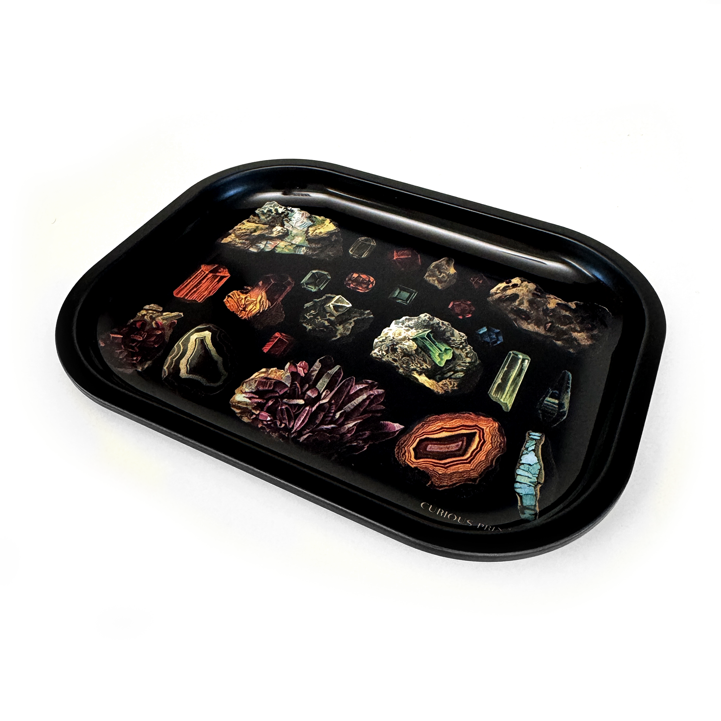 Small Metal Dark Gemstones Crystals Catchall Tray