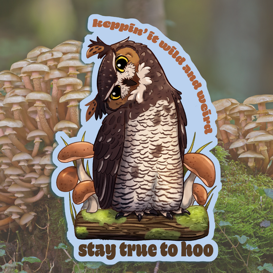 True to Hoo Horned Owl Sticker: 2 inch