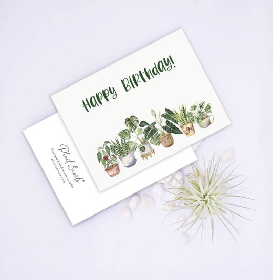 Happy Birthday Potted Plants Greeting Card