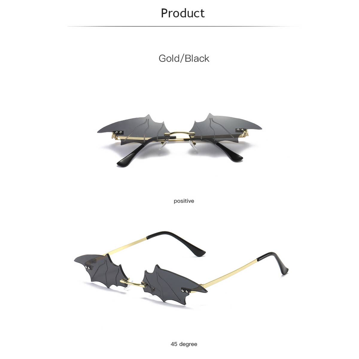 TRENDY FUNNY BAT SHAPE SUNGLASSES_CWASG0362: Black / (OS) 2