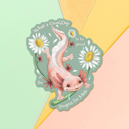 Positive Axolotl Sticker: 2 inch
