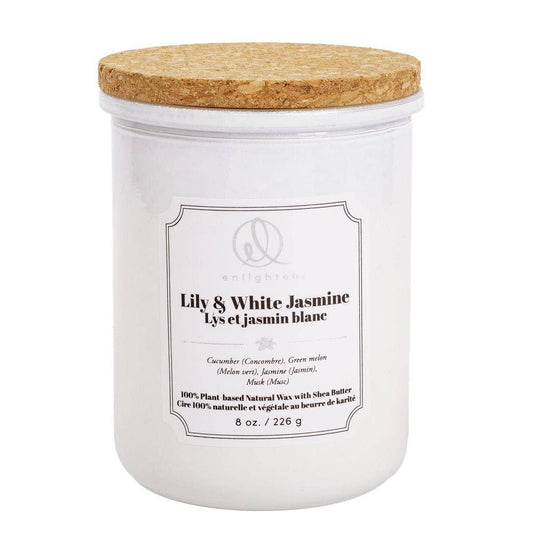 Truu Design Enlighten Candle with Wood Lid: Lily + White Jasmine / 8 oz.