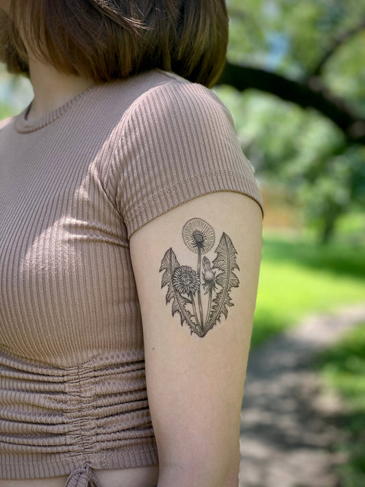 Dandelion Flower Temporary Tattoo: 1-Pack