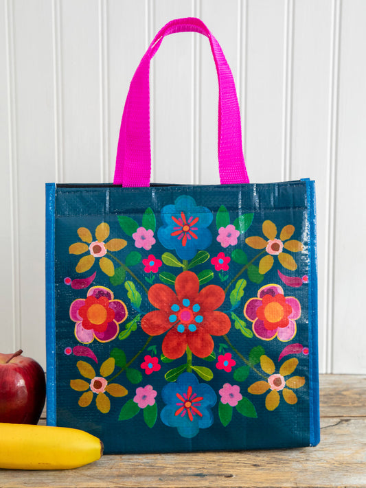 Insulated Lunch Pouch- Navy Folk Floral