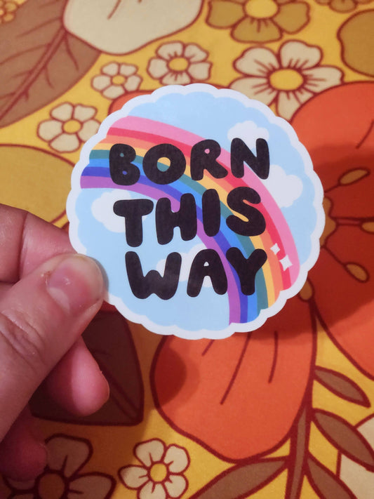 Born this way sticker pride lgbtq hydroflask planner cute: White