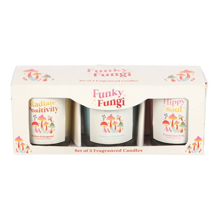 Set of 3 Funky Fungi Mushroom Votive Candles